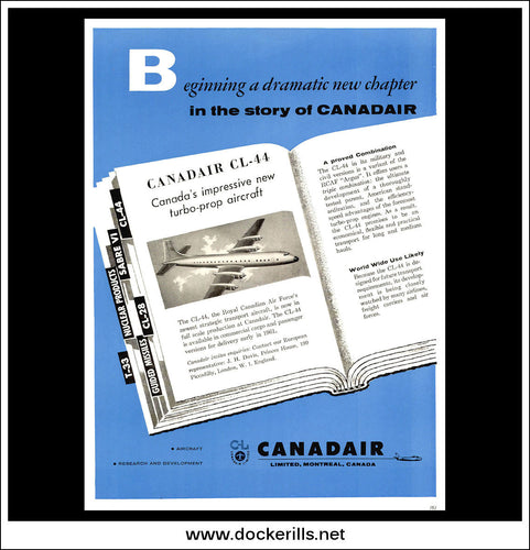 Canadair CL-44 Turbo Prop. Original Vintage Advert From 1960.