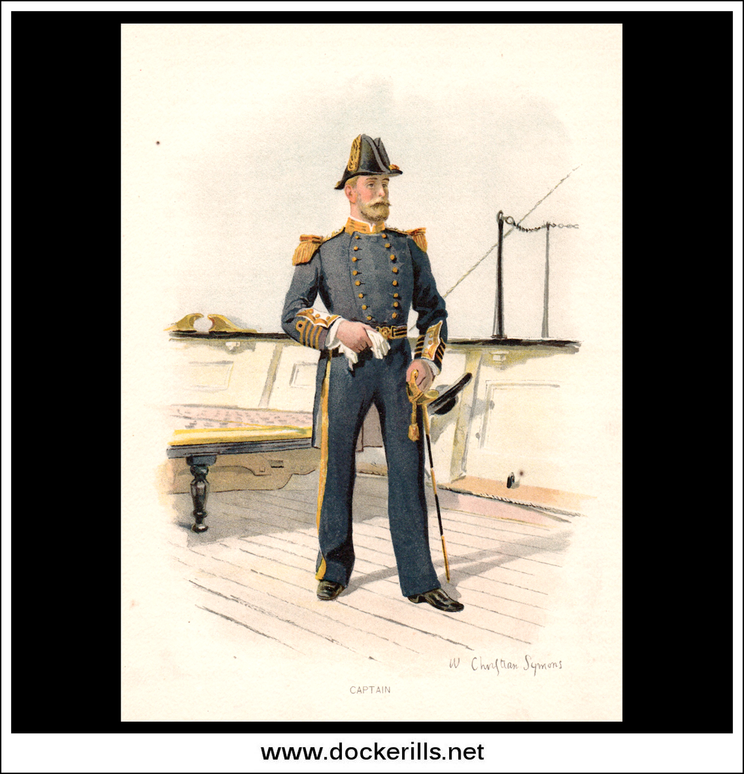 Captain (19th Century), Her Majesty's Navy. Antique Print c. 1890.