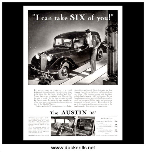 Austin Eighteen Saloon Original Vintage Advert 