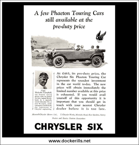 Chrysler Phaeton Touring Car. Original Vintage Advert From September 9th 1925.
