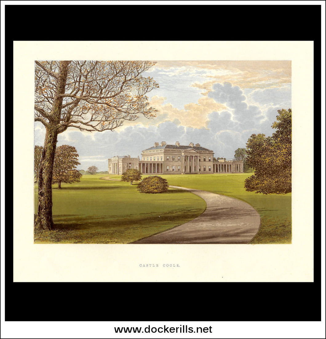 Castle Coole, Co. Fermanagh, Northern Ireland. Antique Print, Chromoxylograph 1880.