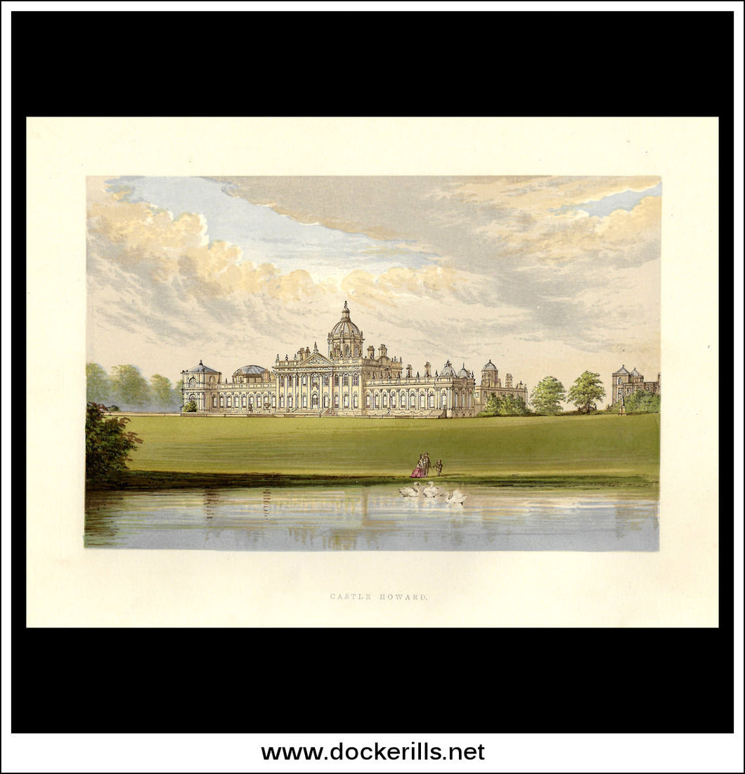Castle Howard, Near Malton, Yorkshire, England. Antique Print, Chromoxylograph 1880.