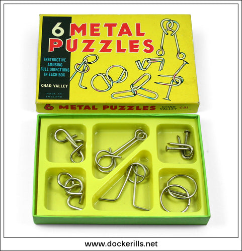 6 Metal Puzzles, Chad Valley, England. Six Metal Wire Puzzles In Original Box. G81.