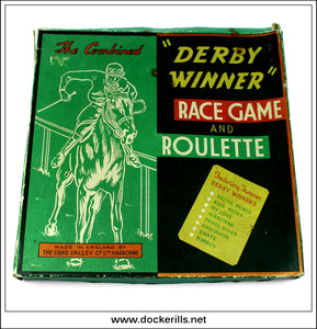 Derby Winner Race Game & Roulette. Vintage Tin Plate Gambling Game, Chad Valley, Great Britain 2.