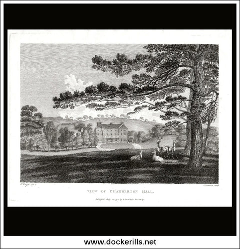 View Of Chadderton Hall, Cheshire, England. Antique Print, Copper Plate Engraving 1794.