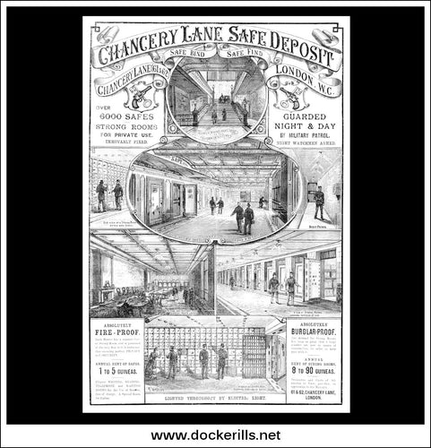 The Chancery-Lane Safe Deposit. Original Vintage Advert From March 12th, 1887.