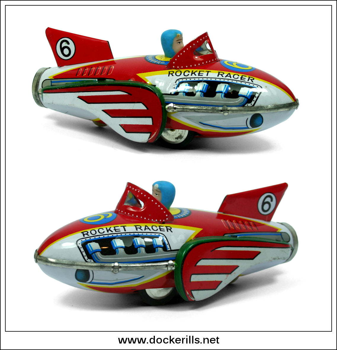 Rocket Racer MF 735. Vintage Friction Tin Plate Toy, China.