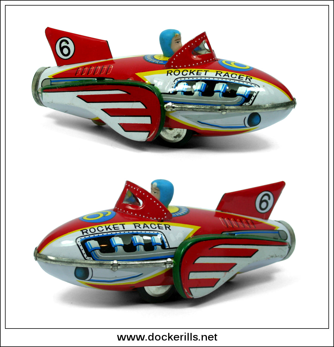 Rocket Racer MF 735. Vintage Friction Tin Plate Toy, China. – Dockerills