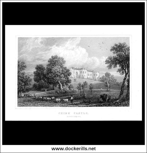 Antique Print Chirk Castle, Denbighshire, Wales. Steel Engraving c. 1830.