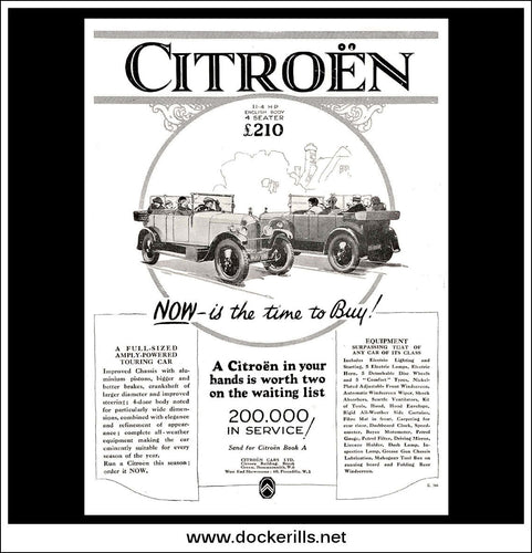 Citroen 11.4 h.p. English-Body 4 Seater. Original Vintage Advert From December 9th 1925.