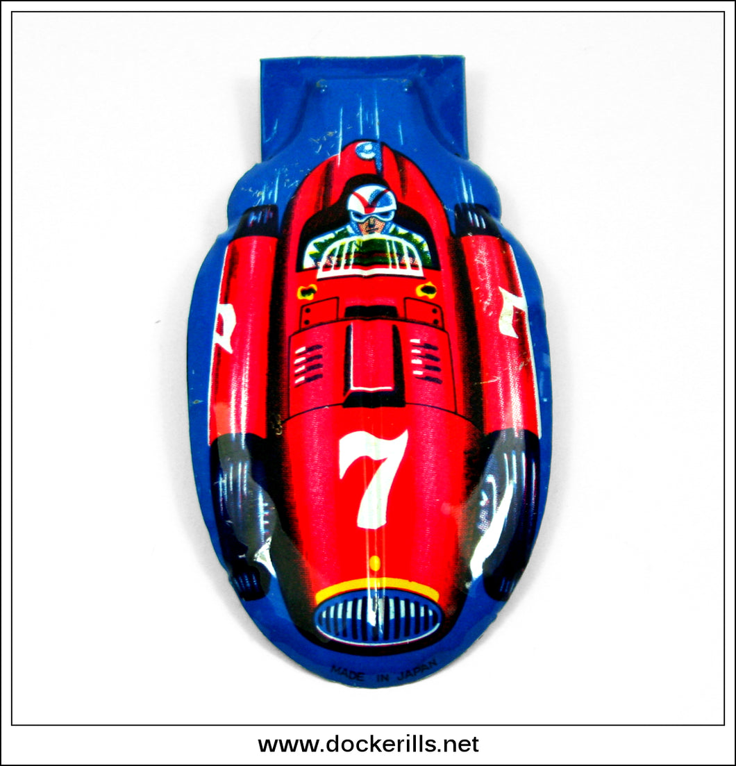 Clicker Toy (Racing Car Design). Vintage Novelty Tin Plate Toy. Japan.
