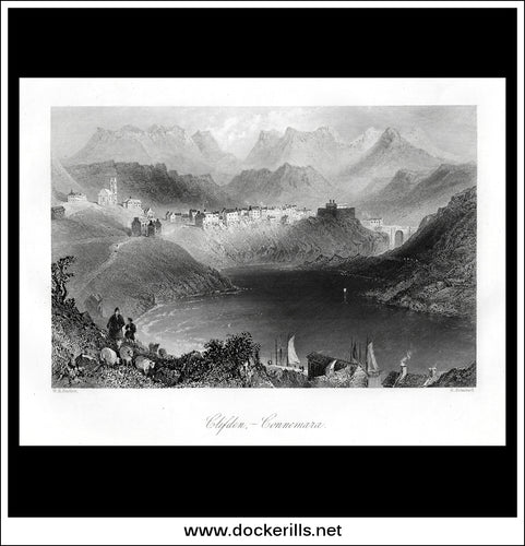 Clifton, Co. Galway, Ireland. Antique Print, Steel Engraving c. 1840.