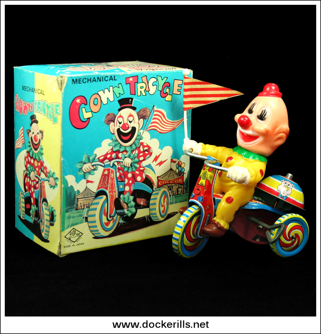 Clown Tricycle, Vintage Tin Toy, Japan 1.