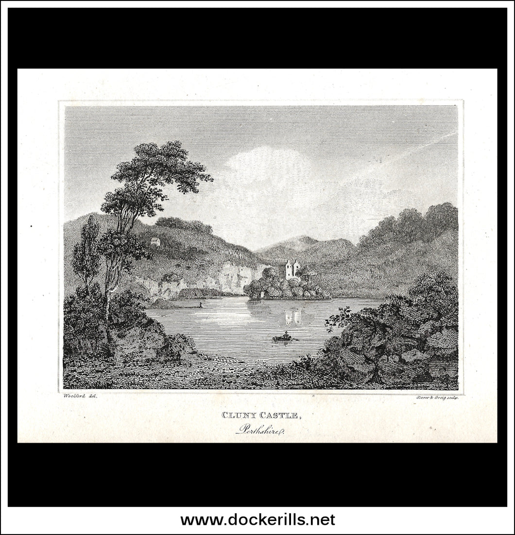 Cluny Castle, Perthshire, Scotland. Antique Print, Copper Plate Engraving 1806.