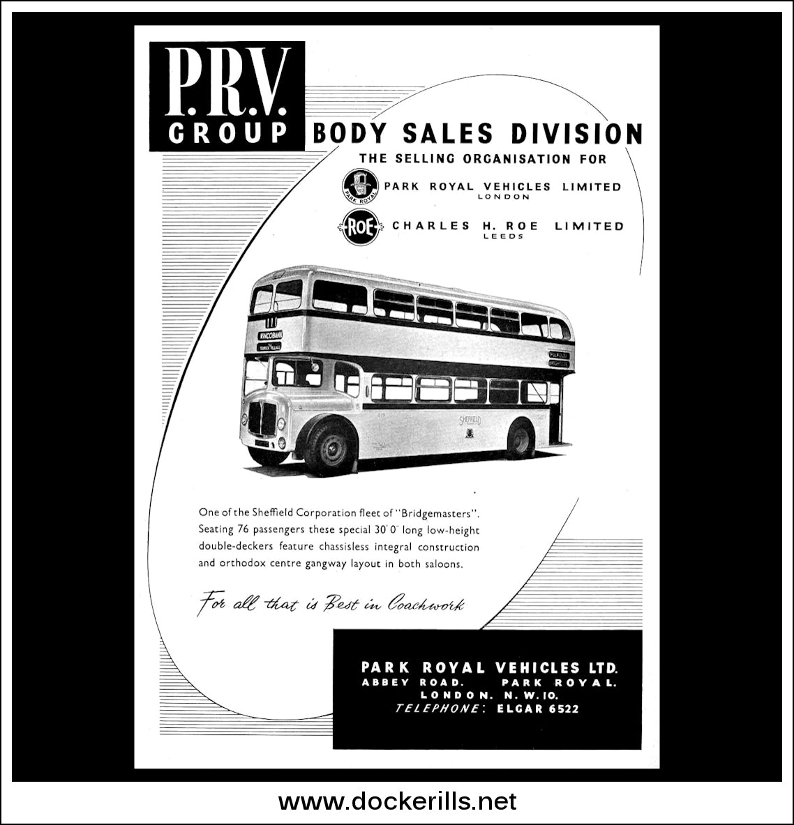 Park Royal Vehicles Ltd. Bridgemaster DoubleDeck Bus. Original Vintag