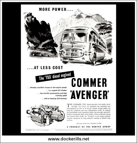 Commer Avenger Bus/Coach. Original Vintage Advert From August, 1955.