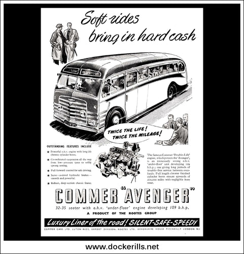 Commer Avenger Bus/Coach. Original Vintage Advert From February, 1954.