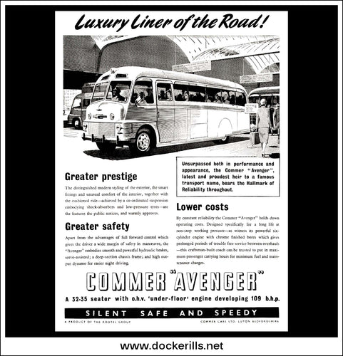 Commer Avenger Bus/Coach. Original Vintage Advert From October, 1952.