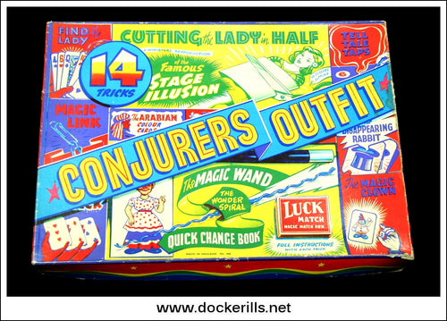 Vintage Child's Conjurers Outfit No. 340. Unknown Maker, Great Britain Box Lid.