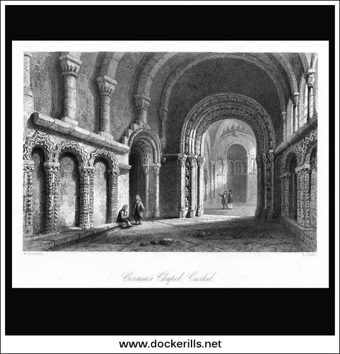 Cormac's Chapel, Cashel, Co. Tipperary, Ireland. Antique Print, Steel Engraving 1840.