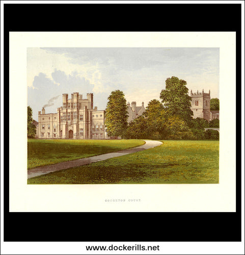 Coughton Court, Near Alcester, Warwickshire, England. Antique Print, Chromoxylograph 1880.