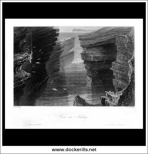 Cove In Malbay, Co. Clare, Ireland. Antique Print, Steel Engraving c. 1840.