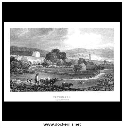 Cowbridge, Glamorganshire, Wales. Antique Print, Steel Engraving c. 1830.