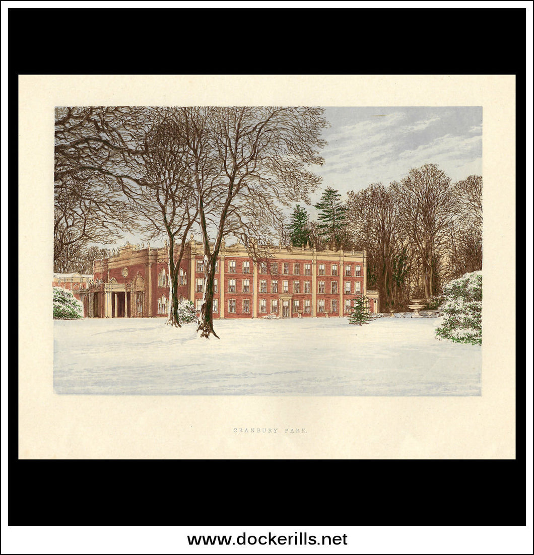 Cranbury Park, Near Winchester, Hampshire, England. Antique Print, Chromoxylograph 1880.