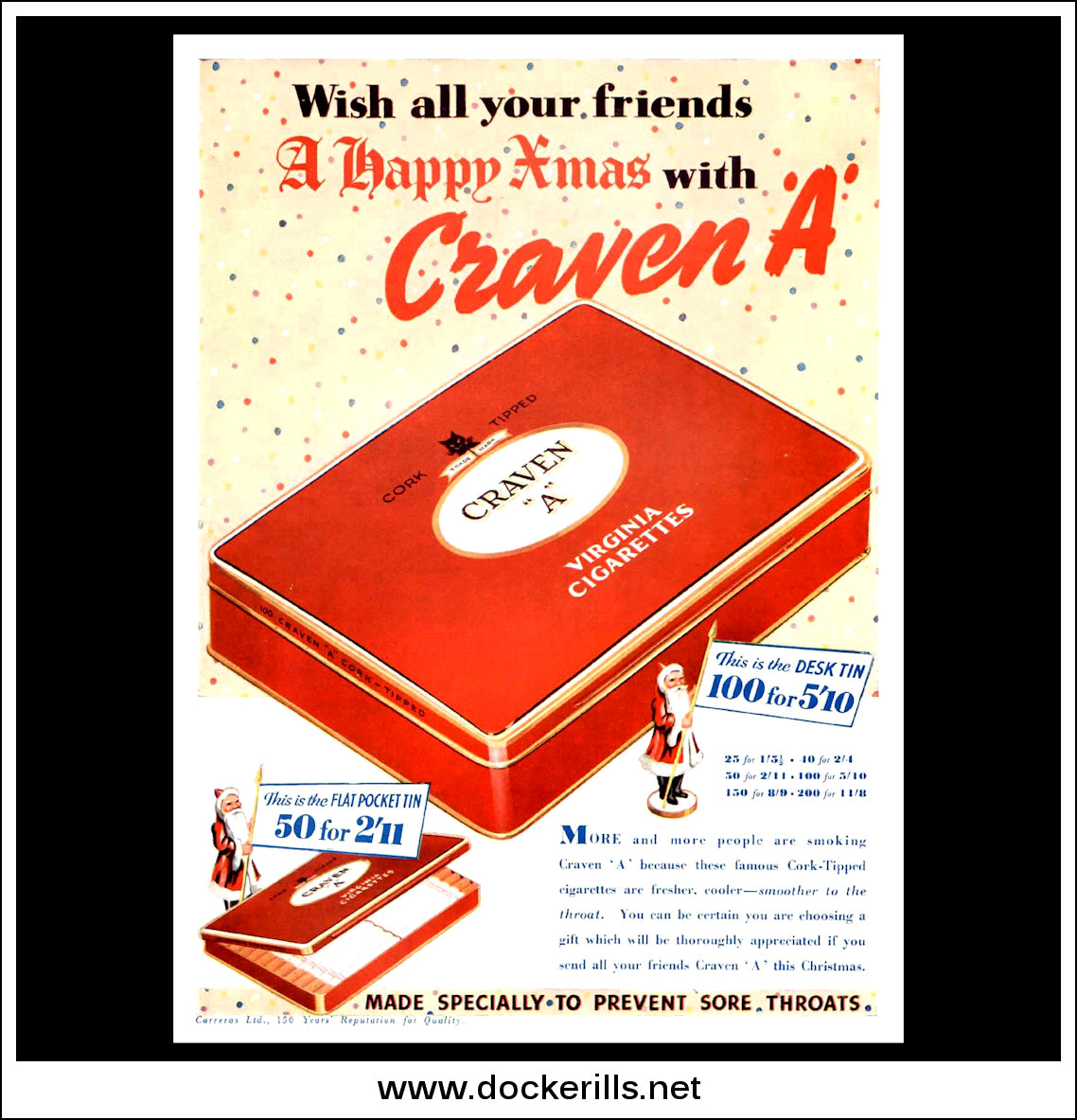 craven a cigarettes 1950 UK Magazine Advert 'A' Stock Photo Vintage Old CRAVEN "A" Cigarettes