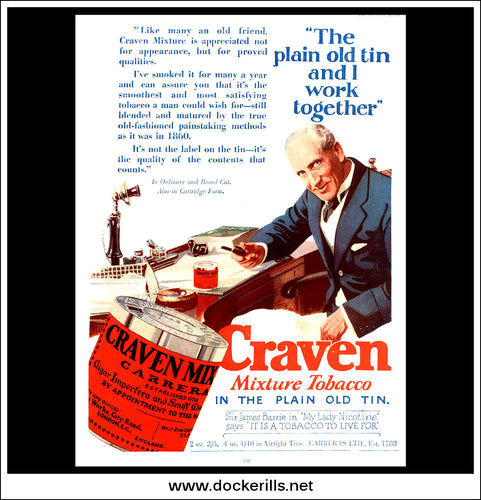 Craven Mixture Tobacco. Original Vintage Advert From April 18th, 1928.