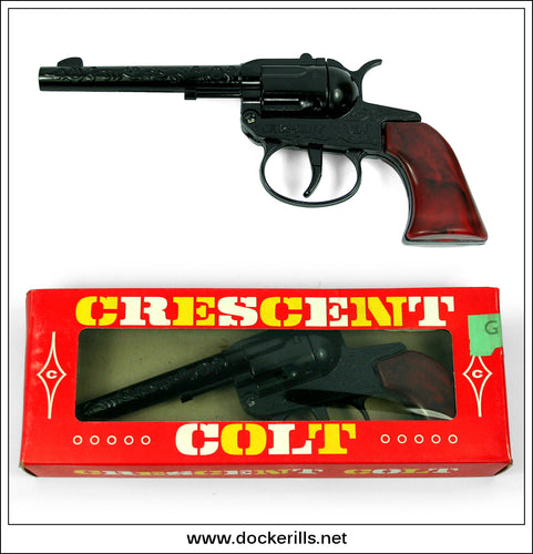Colt Cowboy Gun. Vintage Die-Cast Cap Gun/Pistol, Crescent, Great Britain. Black/Gun Metal Version.
