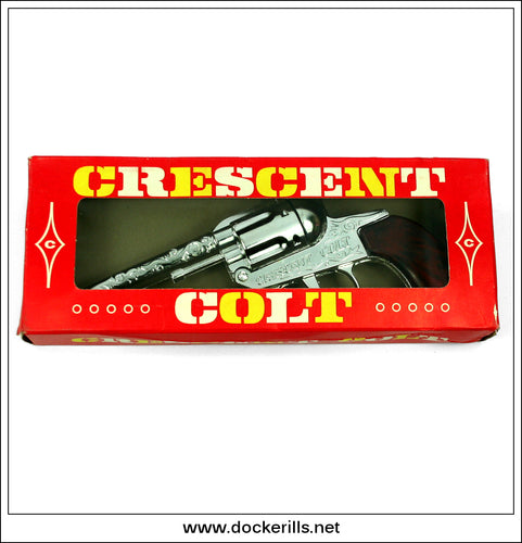 Colt Cowboy Gun. Vintage Die-Cast Cap Gun/Pistol, Crescent, Great Britain. Chrome Version.