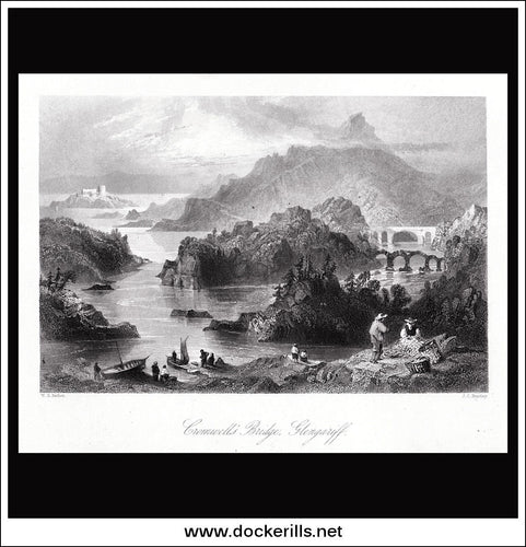 Cromwells Bridge, Glengariff, Co. Cork, Ireland. Antique Print, Steel Engraving 1840.