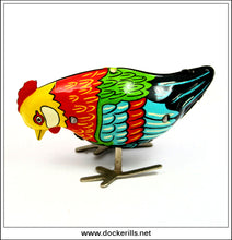 Pecking Hen. Vintage Tin Plate Clockwork Novelty Toy, VT Czechoslovakia 1.