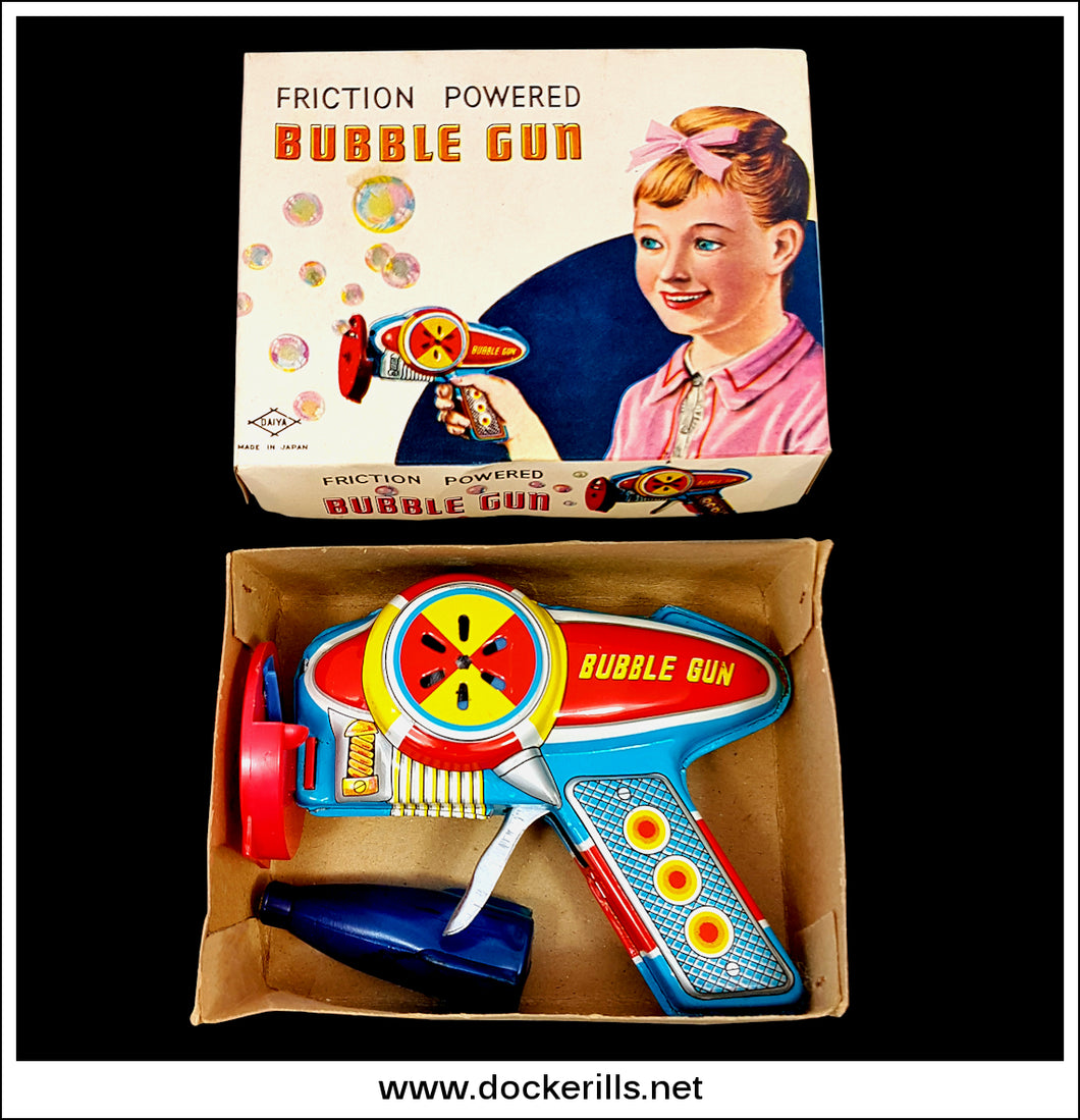 Bubble Gun. Vintage 1960's Tin Plate Bubble blowing Space Gun, DAIYA, Japan 1.