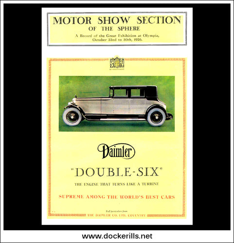 Daimler Double Six Saloon. Original Vintage Advert From October 22nd, 1926.