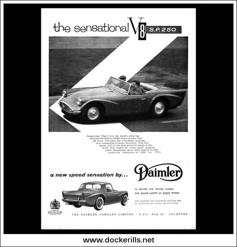 Daimler SP250 V8. Original Vintage Advert From July, 1960.