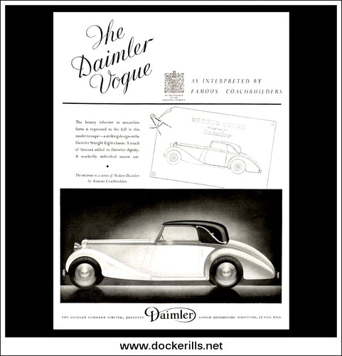Daimler Vogue Sports Coupe. Original Vintage Advert From March 13th, 1938.