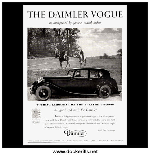 Daimler 4.5 Litre Touring Limousine. Original Vintage Advert From June 7th, 1939.