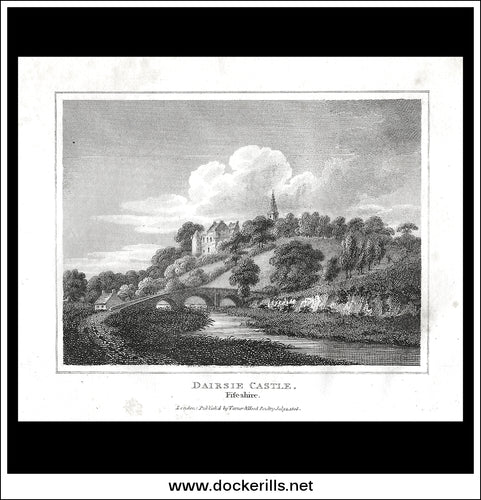 Dairsie Castle, Fifeshire, Scotland. Antique Print, Copper Plate Engraving 1807.