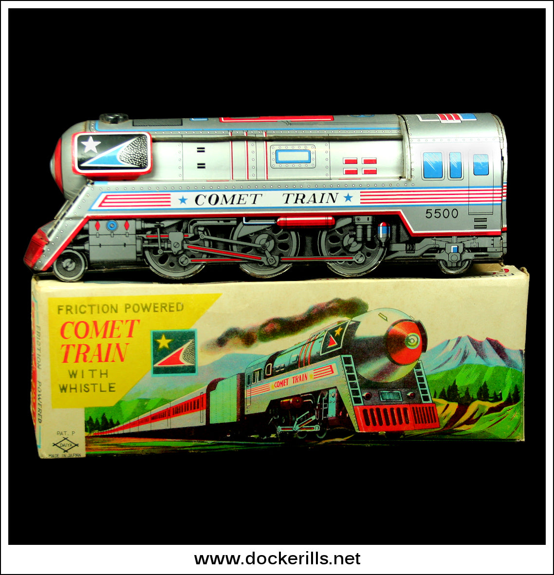 Comet Train Vintage Tin Plate Friction Drive Toy, DAIYA, Japan.