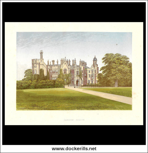 Danbury Palace, Near Maldon, Essex, England. Antique Print, Chromoxylograph 1880.