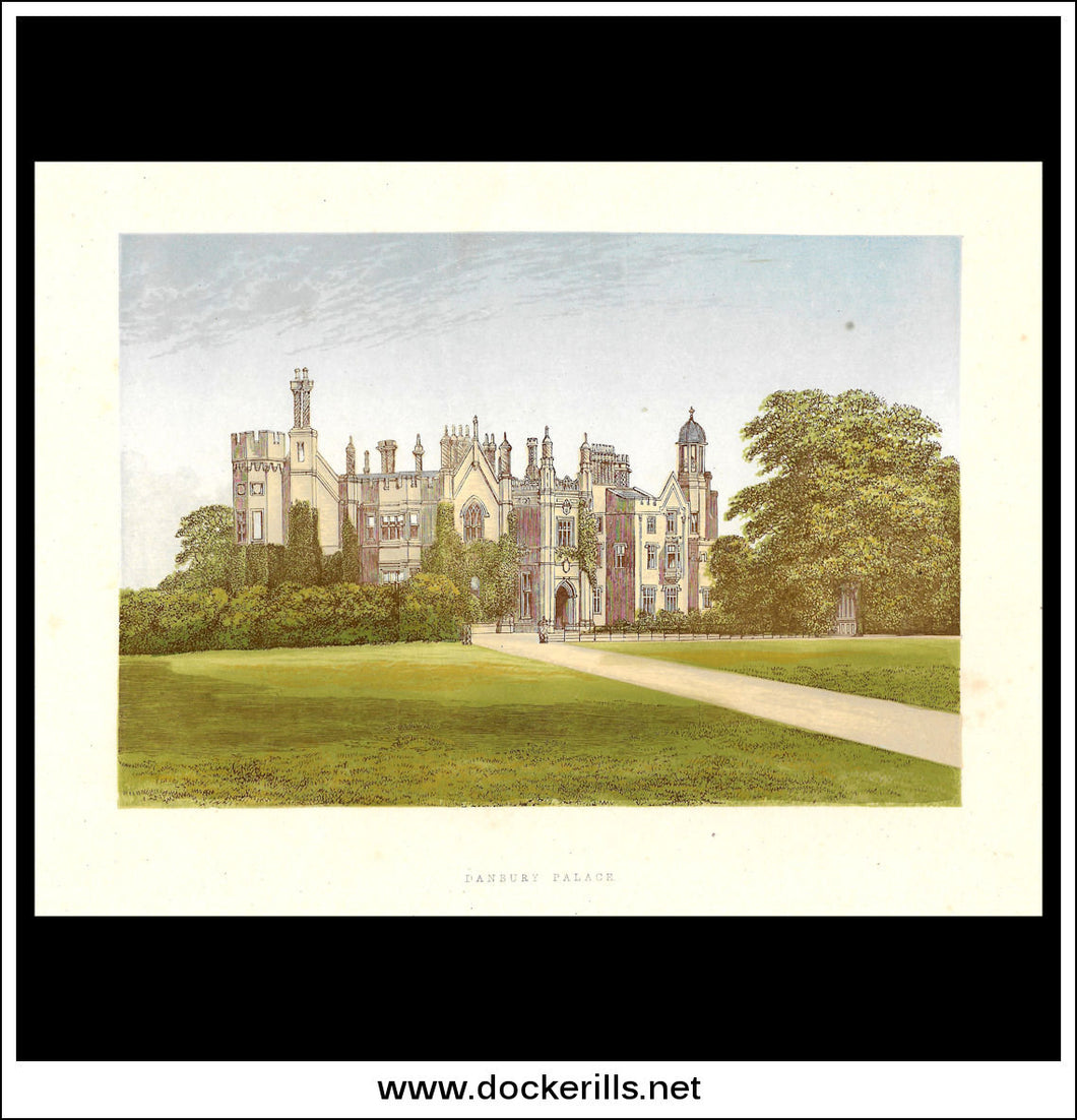 Danbury Palace, Near Maldon, Essex, England. Antique Print, Chromoxylograph 1880.
