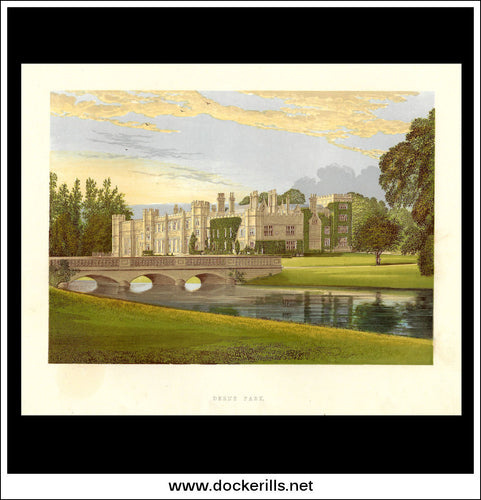 Deene Park, Near Rockingham, Northamptonshire, England. Antique Print, Chromoxylograph 1880.