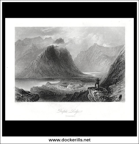 Delphi Lodge - Connemara, Co. Galway, Ireland. Antique Print, Steel Engraving c. 1840.