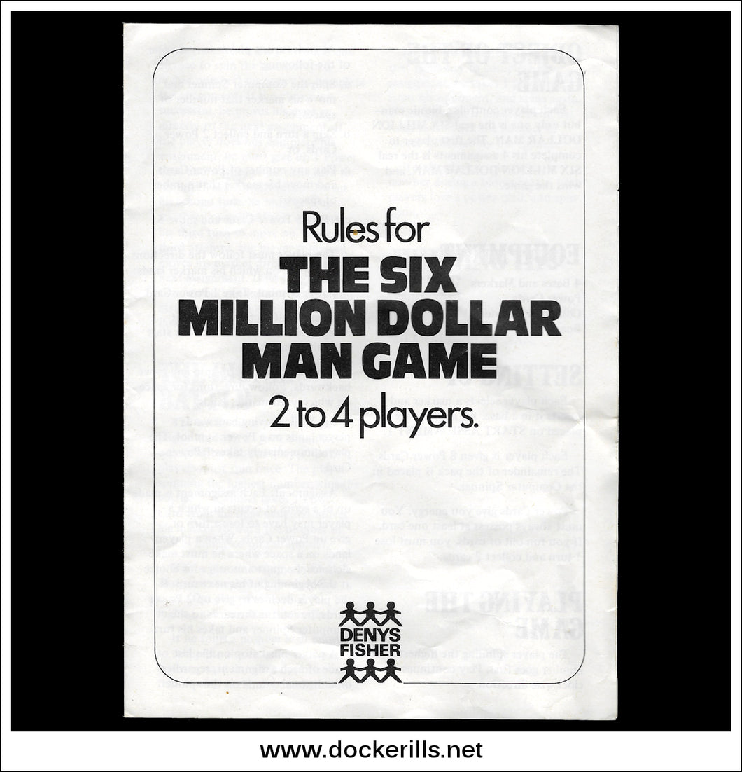 Denys Fisher The Six Million Dollar Man Game Instruction Booklet 1975