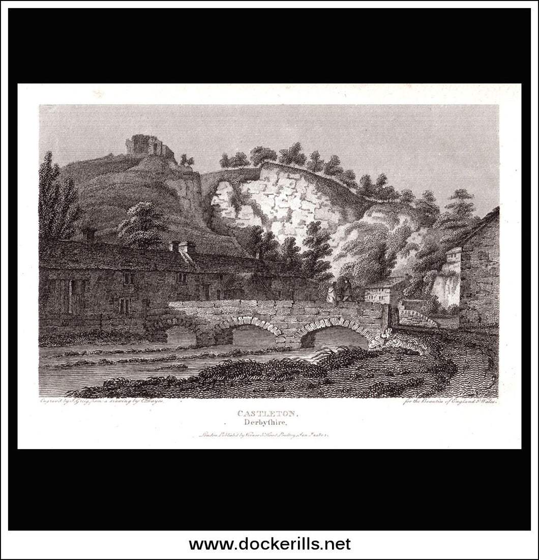 A view of Castleton Derbyshire England antique print