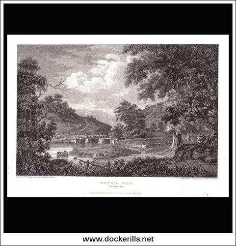 Antique print a view of Monsal Dale Derbyshire England