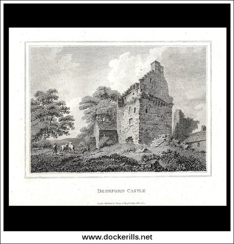 Deskford Castle, Banffshire, Scotland. Antique Print, Copper Plate Engraving 1806.