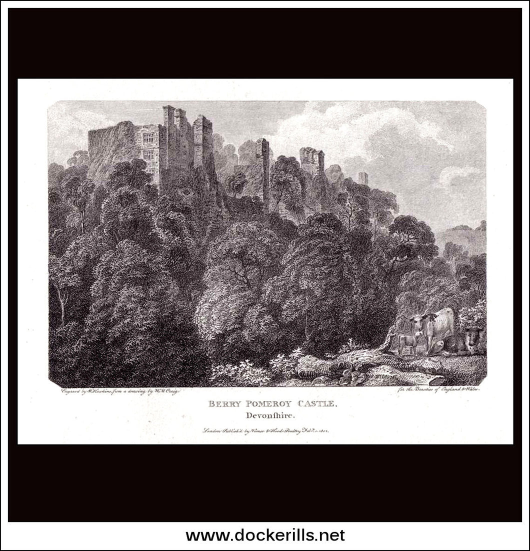 Berry Pomeroy Castle Devonshire England antique print